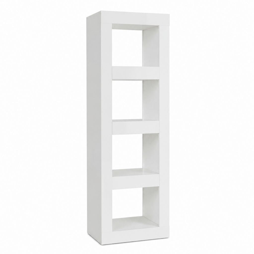Bibliothèque colonne blanche en panneaux de particules mélaminés rectangulaire 60 x 30 x 180 cm