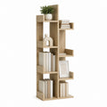 Bibliothèque verticale asymétrique chêne clair en panneaux de particules mélaminés 80 x 30 x 180 cm