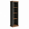 Bibliothèque colonne 4 niches noire et marron en panneaux de particules 40 x 30 x 180 cm