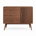 Buffet de salle à manger brun noyer en panneaux MDF rectangulaire 120 x 40 x 85 cm avec 3 tiroirs et porte