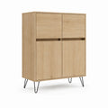Buffet haut 4 portes chêne clair panneaux de particules 100 x 40 x 120 cm