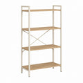 Étagère bibliothèque 4 niveaux en bambou et acier blanc 80 x 30 x 180 cm