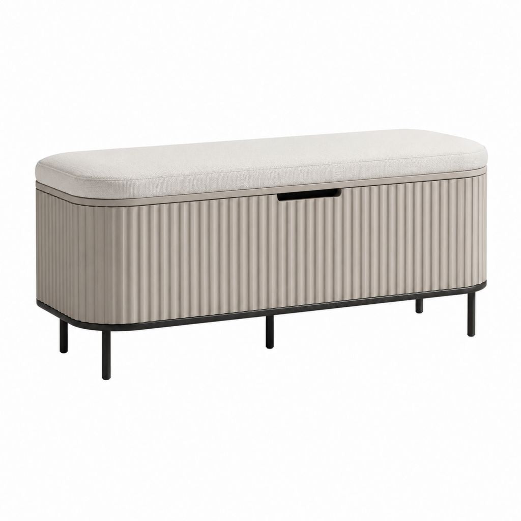 Banc à chaussures avec rangement beige en polyester et MDF 100 x 40 x 50 cm